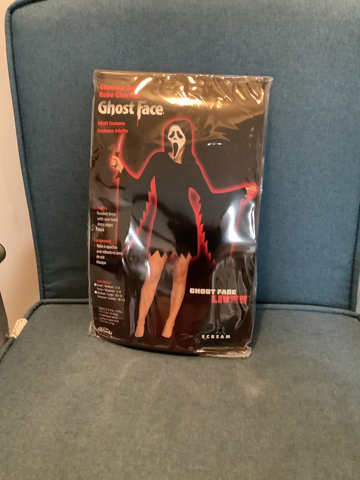 Ghost Face Glamour Dress - Adult Small/Medium (2-6)