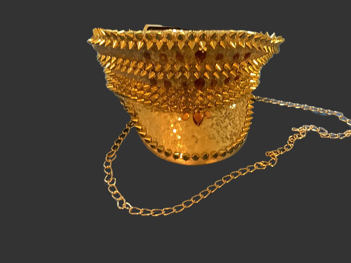 Deluxe Sequined Captain Hat - Gold