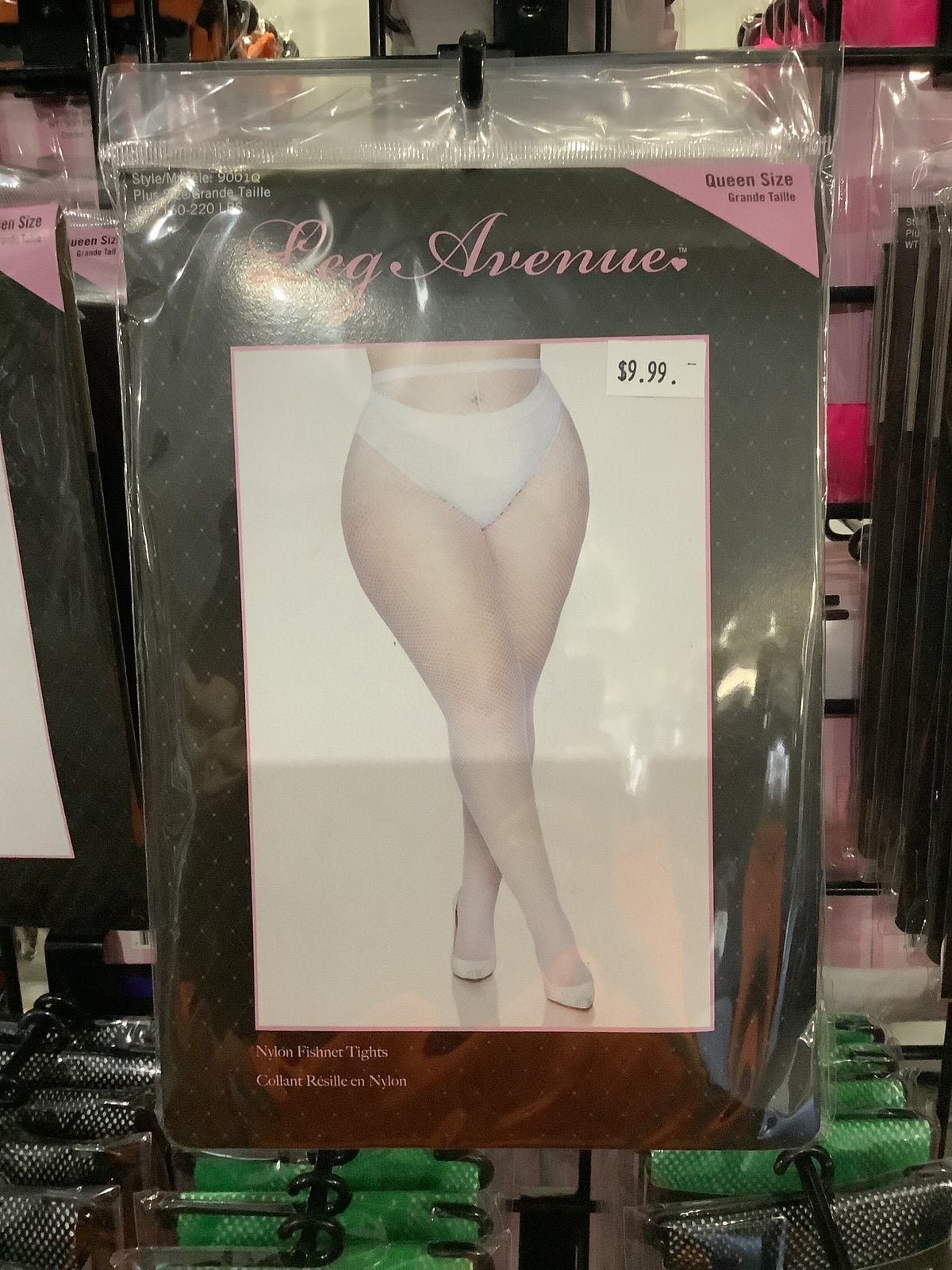 Nylon Fishnet Tights -White (Plus)