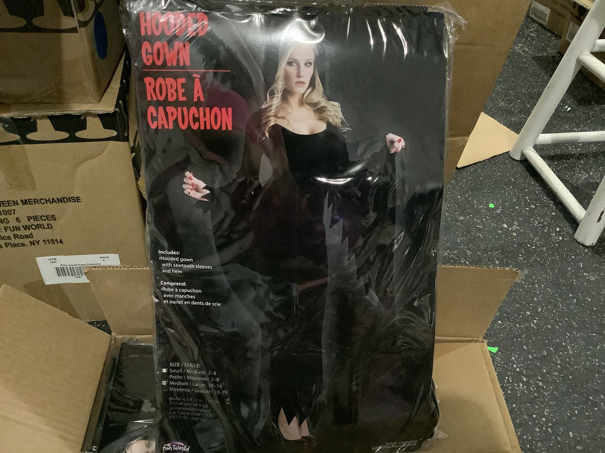 Hooded Gown - Black - Adult Med/Large (10-14)