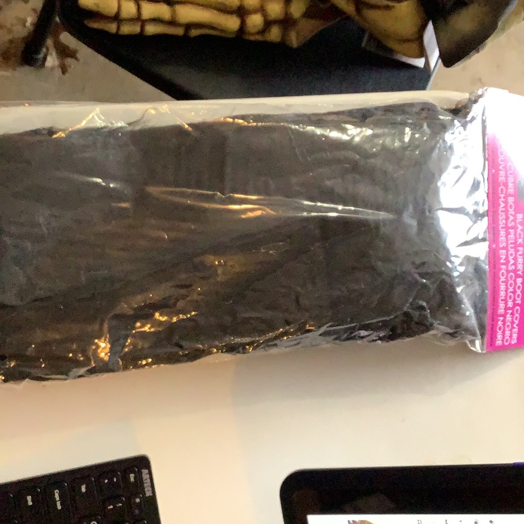 Black Furry Boot Covers