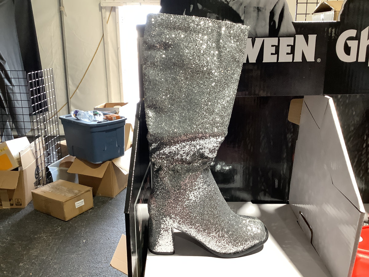Ellie Go-Go Boots - Glitter Silver - Size 6