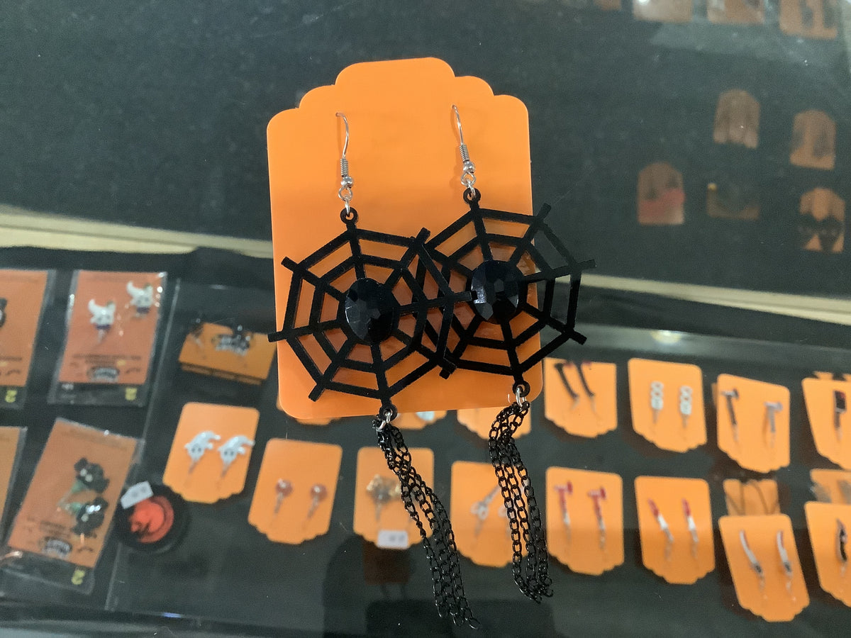 Black Spider Web Earrings