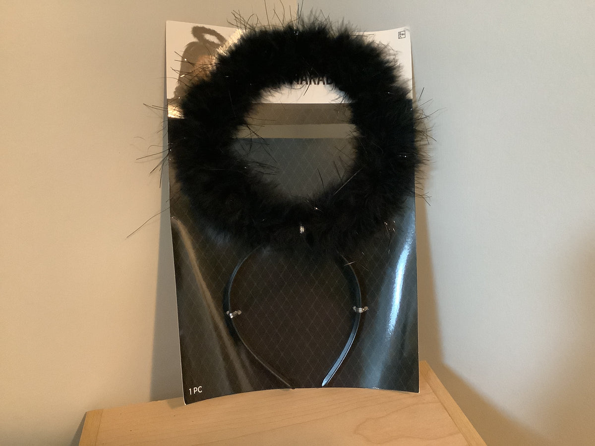 Black Marabou Headband