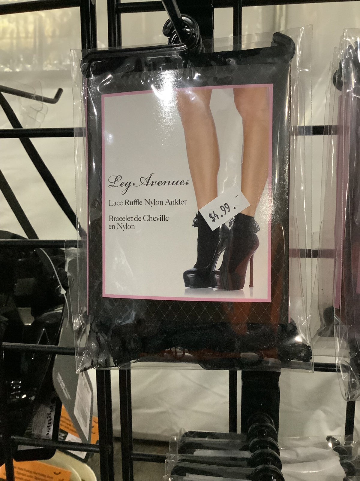 Lace Ruffle Nylon Anklet - Black