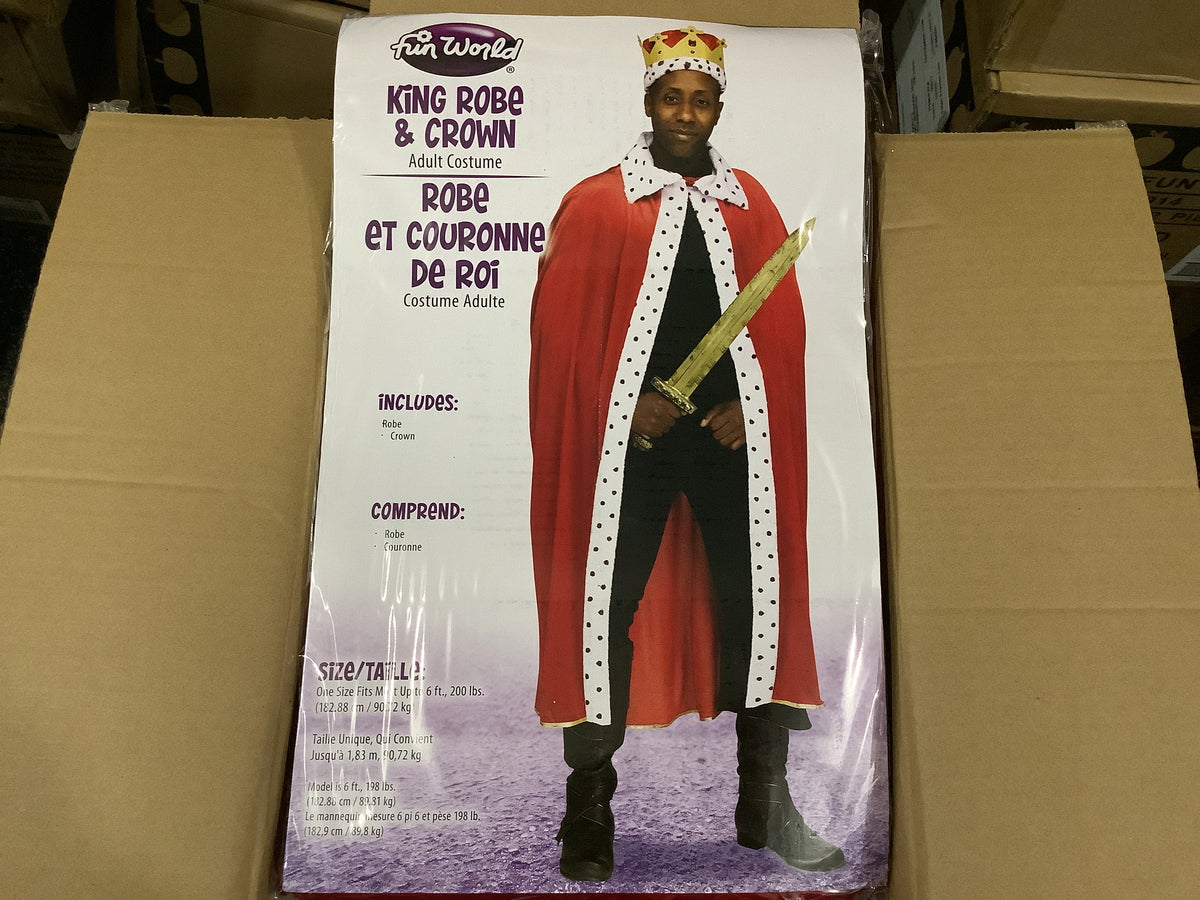 King Robe & Crown Set - Red - Adult One Size