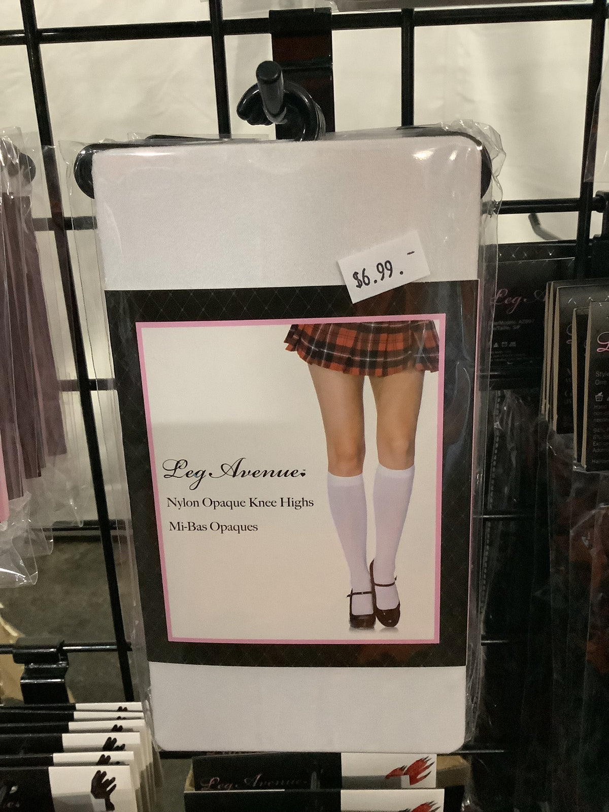 Nylon Opaque Knee Highs- White (One Size)