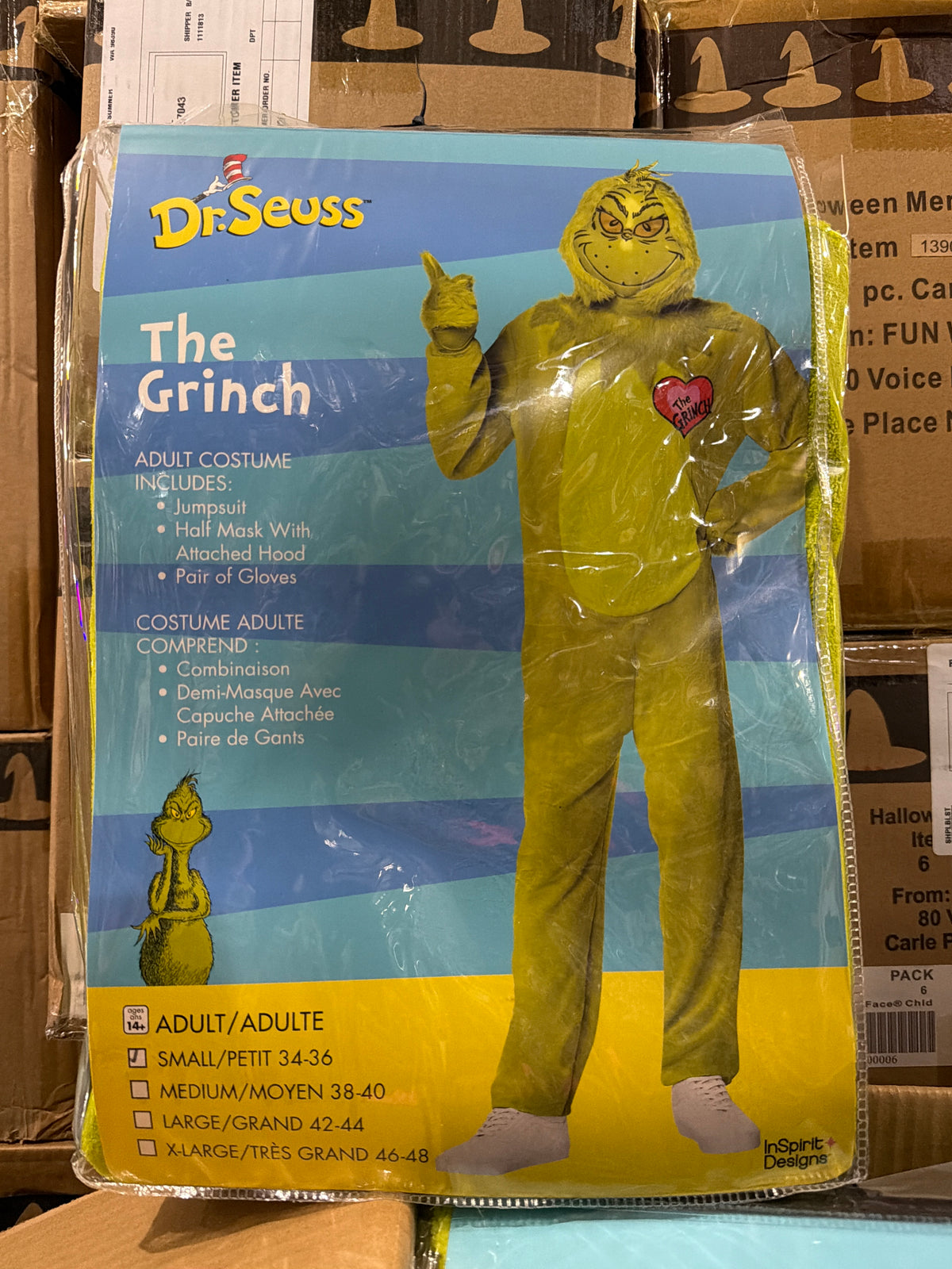 Dr. Seuss The Grinch Jumpsuit w/Mask - Adult Small (34-36)