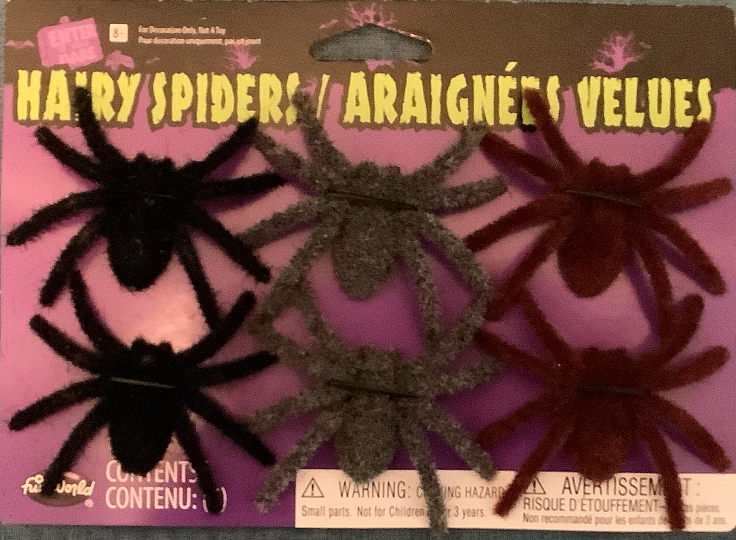 Assorted Hairy Spiders - 6 pcs