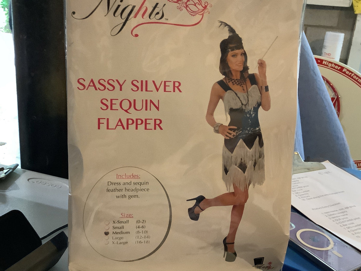Sassy Silver Sequin Flapper Adult LG
