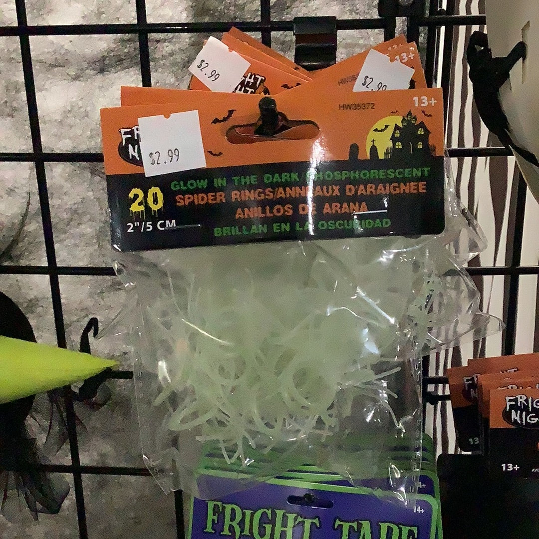 *Glow In The Dark Spider Rings