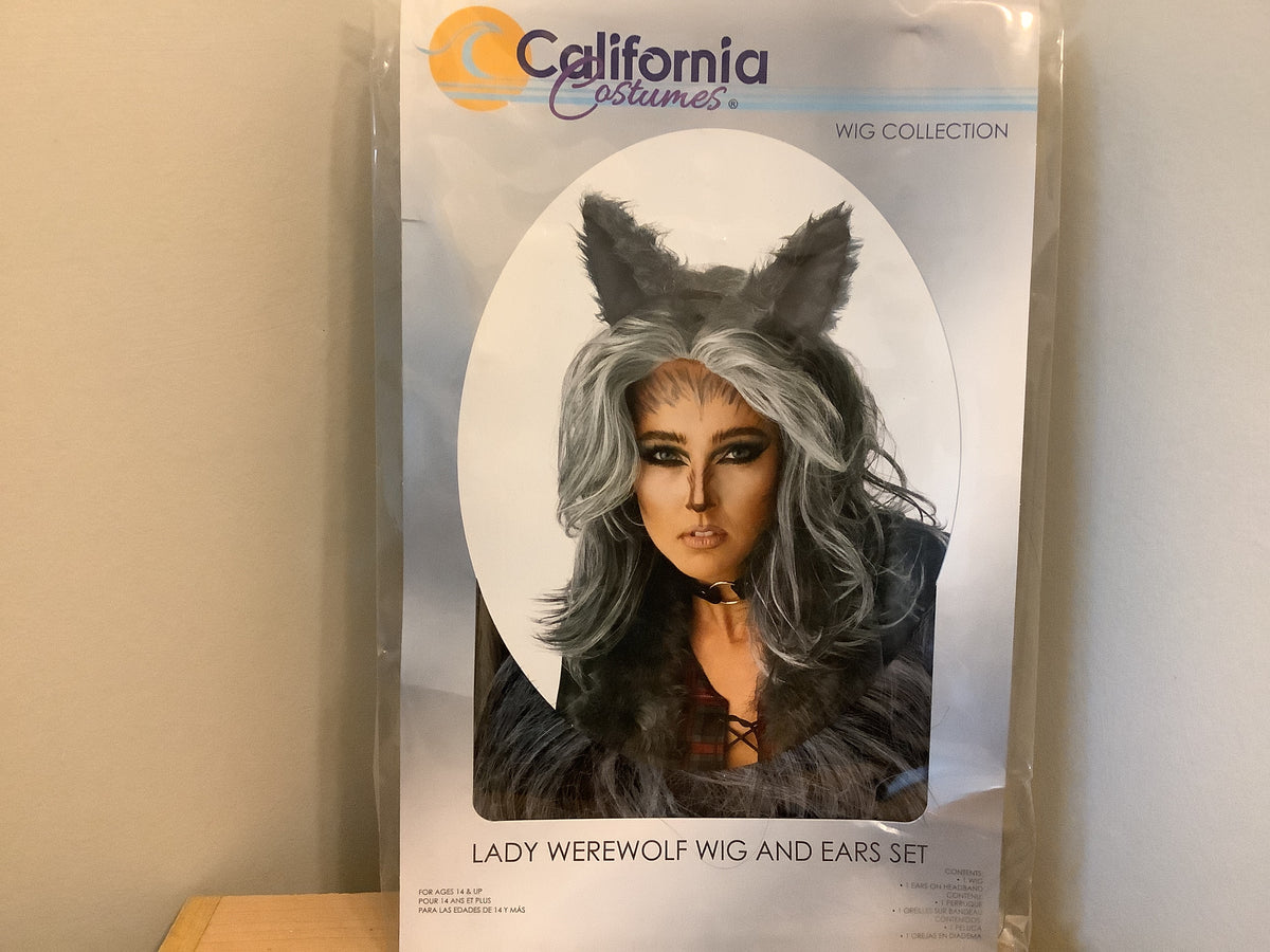 Lady Werewolf Wig & Ears Set - Gray