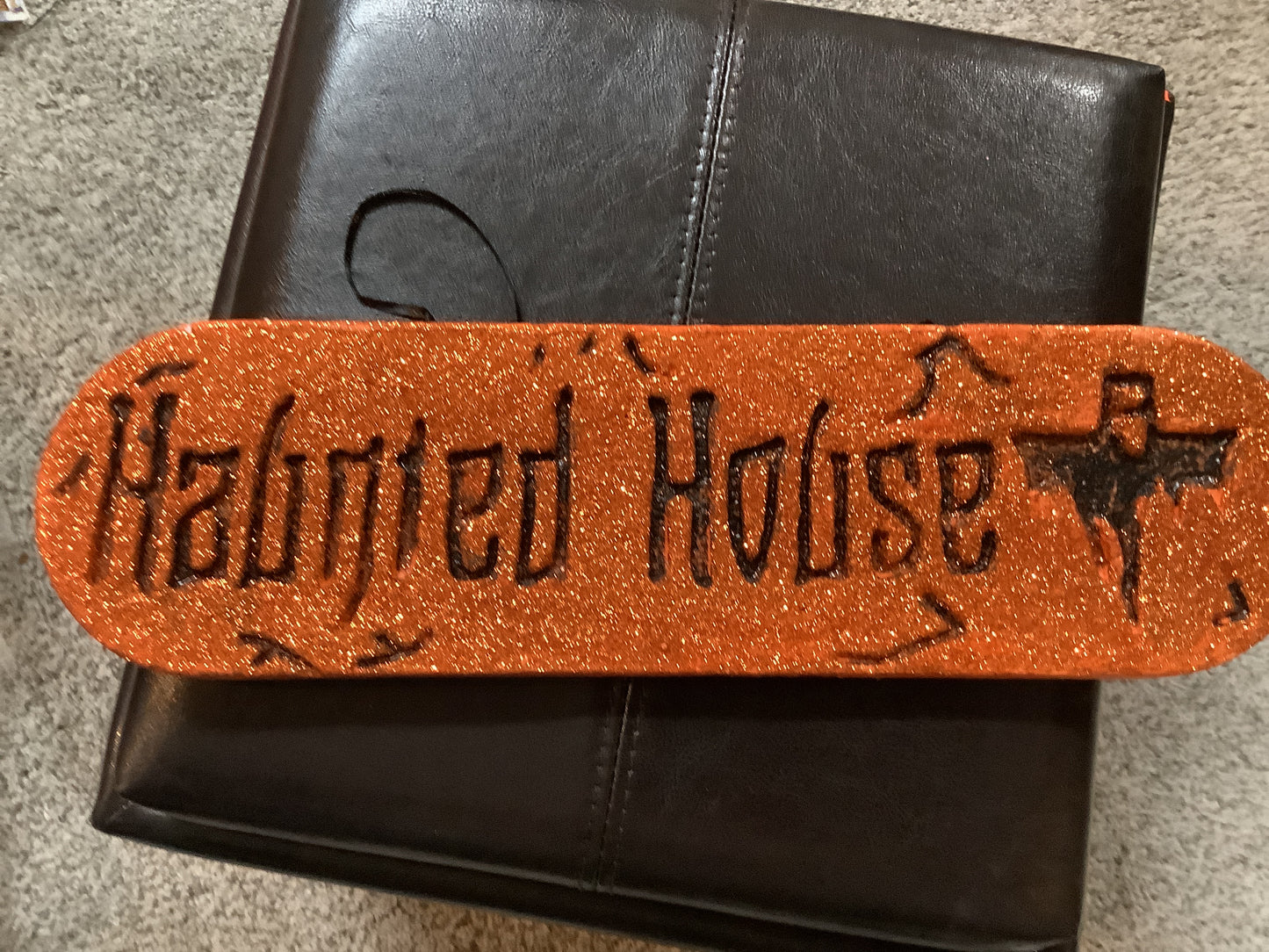 Glittered Haunted House Sign