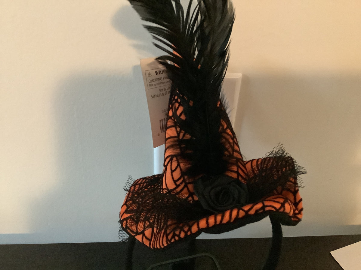 Mini Orange Web Witch Hat Headband