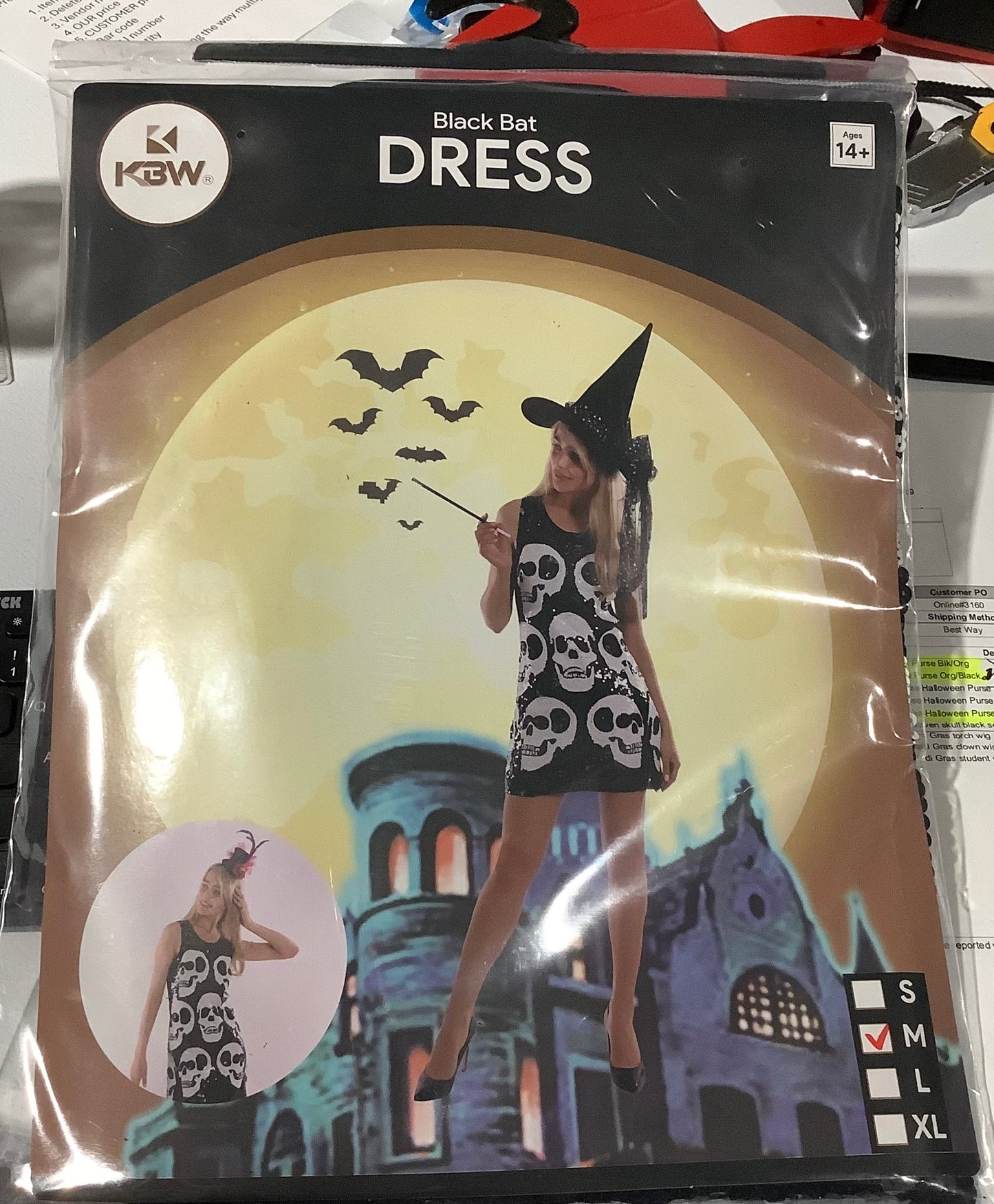 Black Sequin Skull Dress - Medium