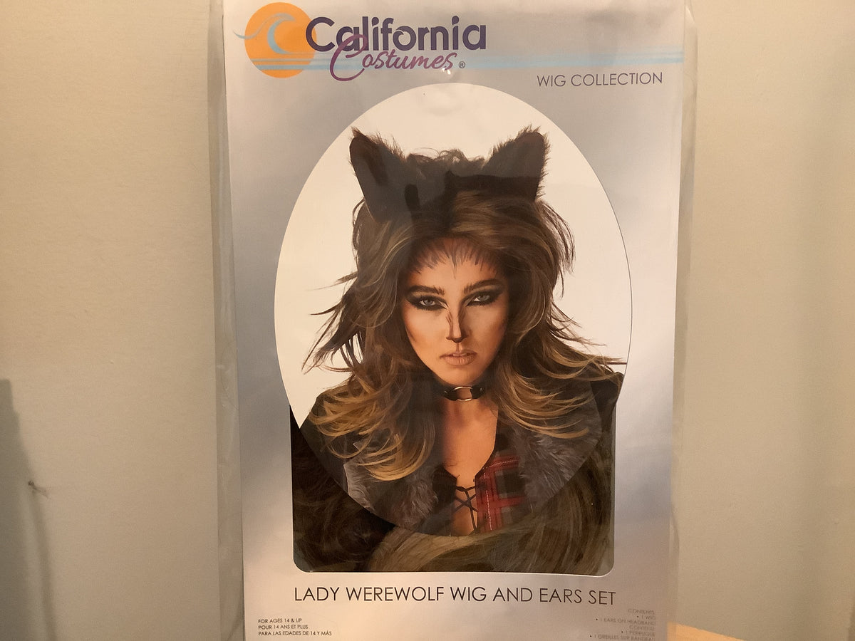 Lady Werewolf Wig & Ears Set - Brown