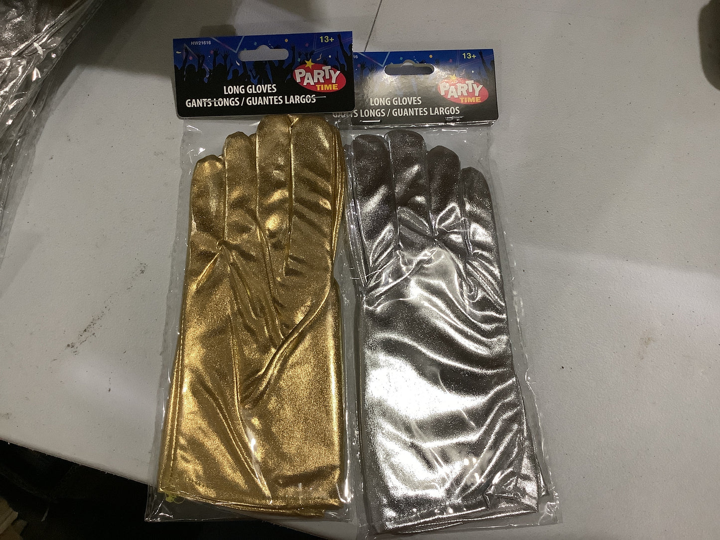 13” Long Gloves - Silver / Gold