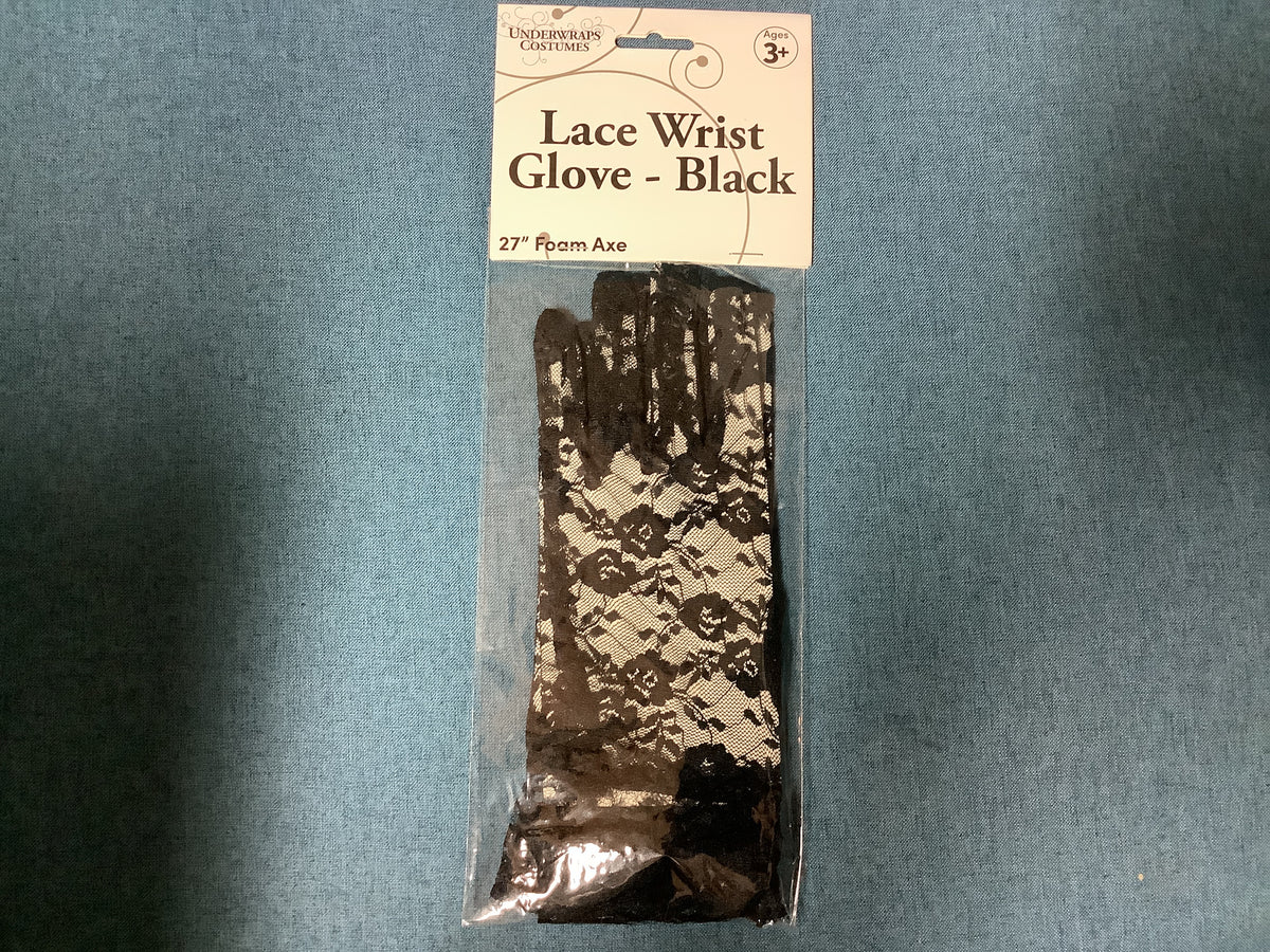 Lace Wrist Gloves - Black (One Size)