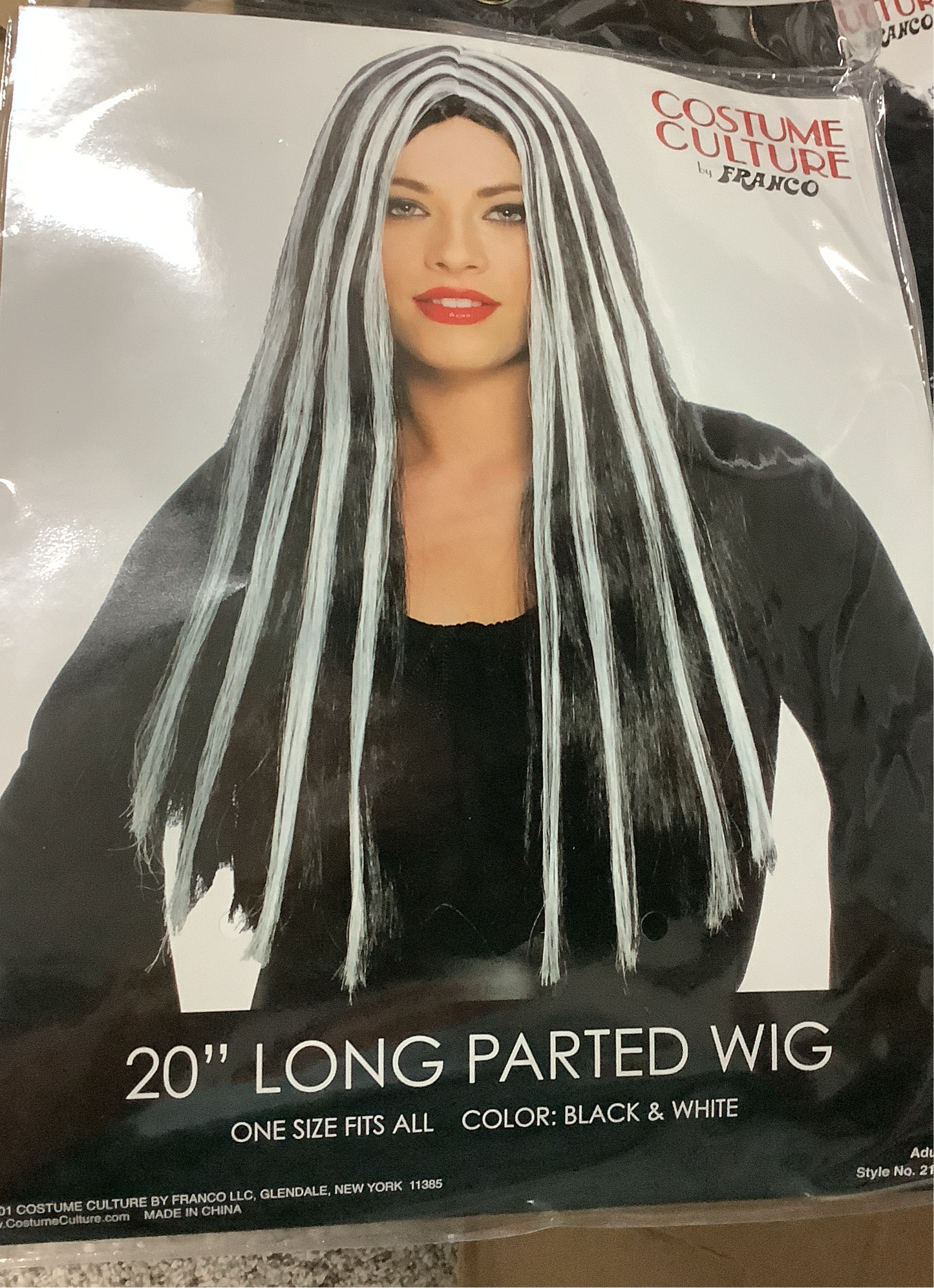 Long Black & White wig - 20”