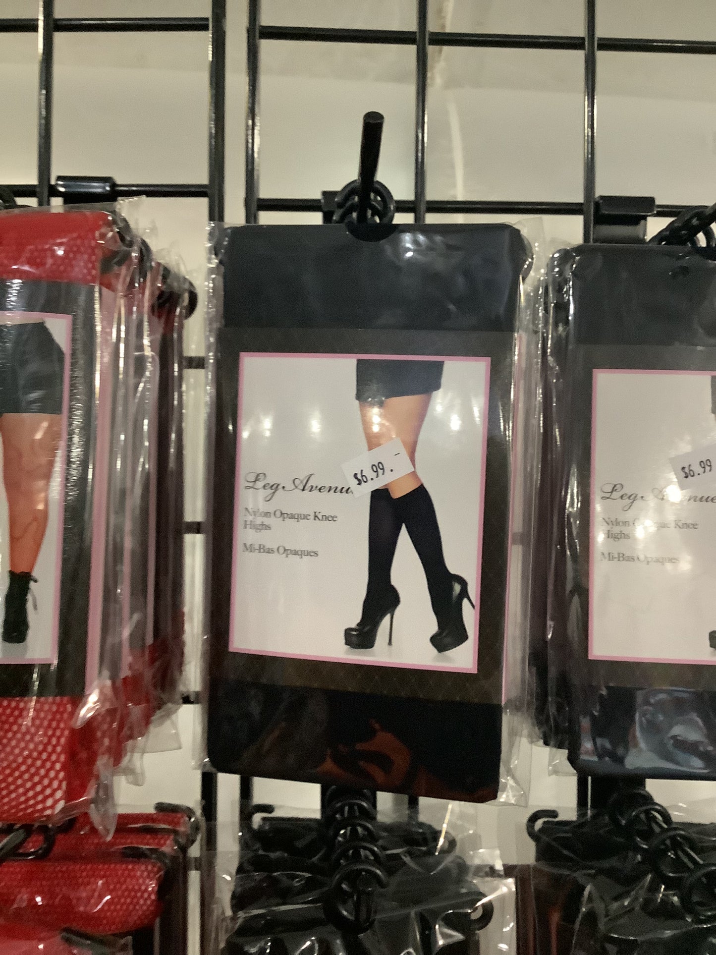 Opaque Nylon Knee Highs -Black (One Size)