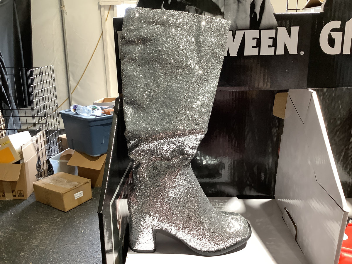 Ellie Go-Go Boots - Glitter Silver - Size 8