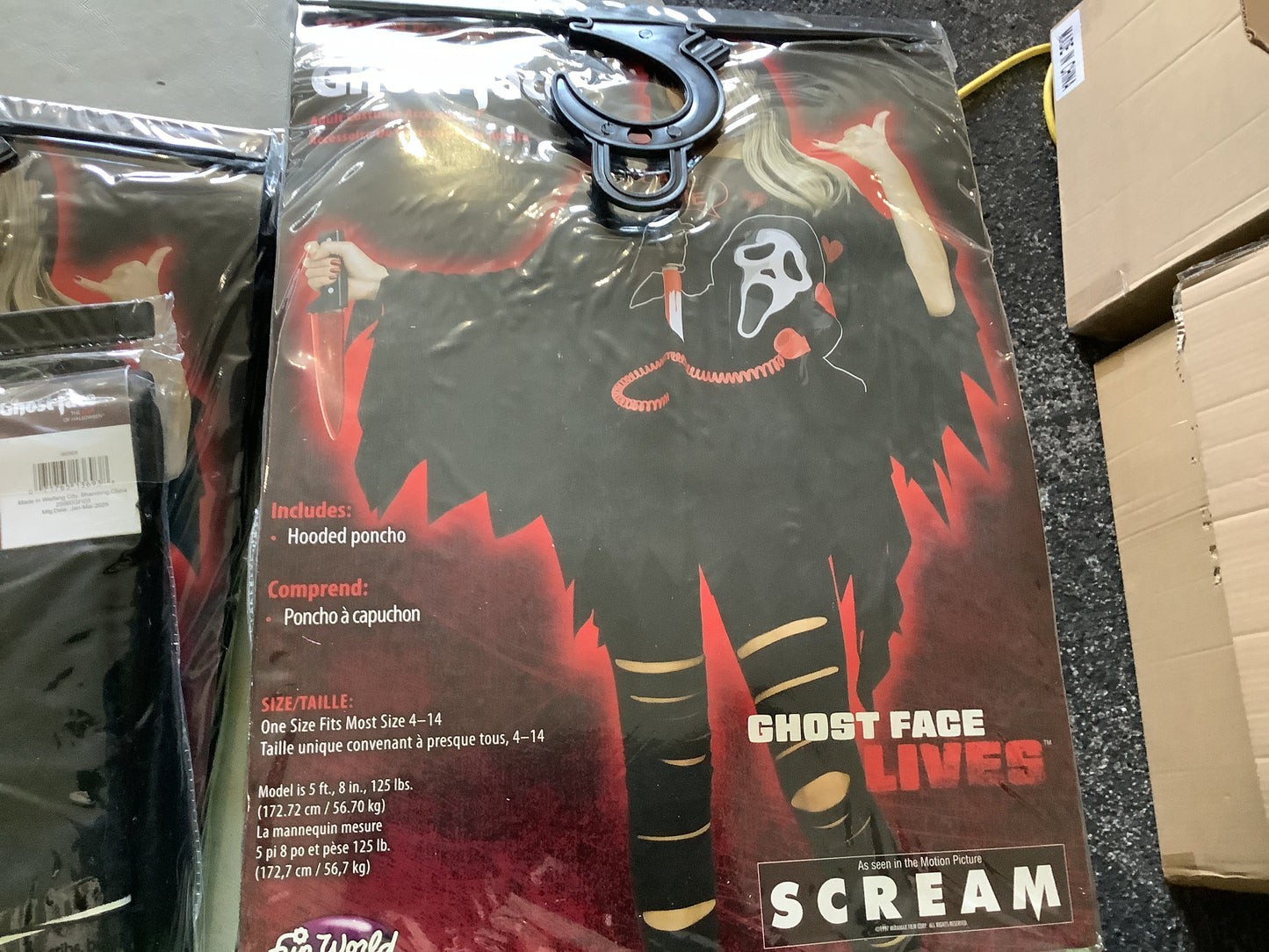 *Hooded Ghost Face Poncho - Adult One Size