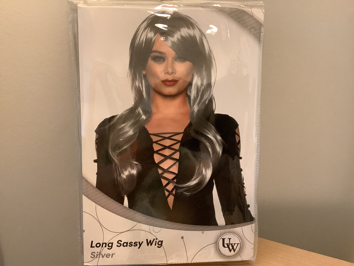 Long Sassy Wig - Silver - Adult One Size