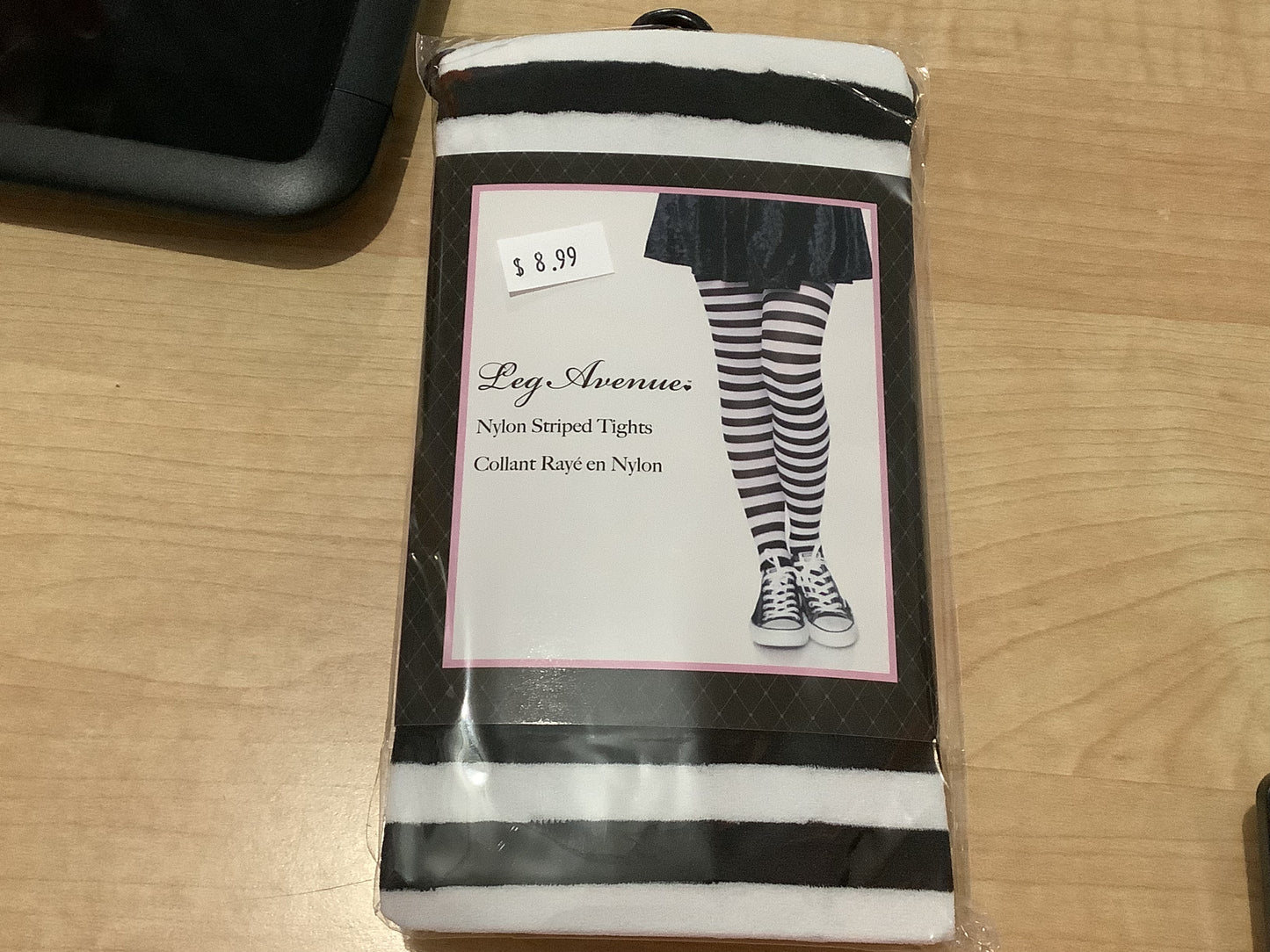 Nylon Striped Tights -Black & White (One Size)
