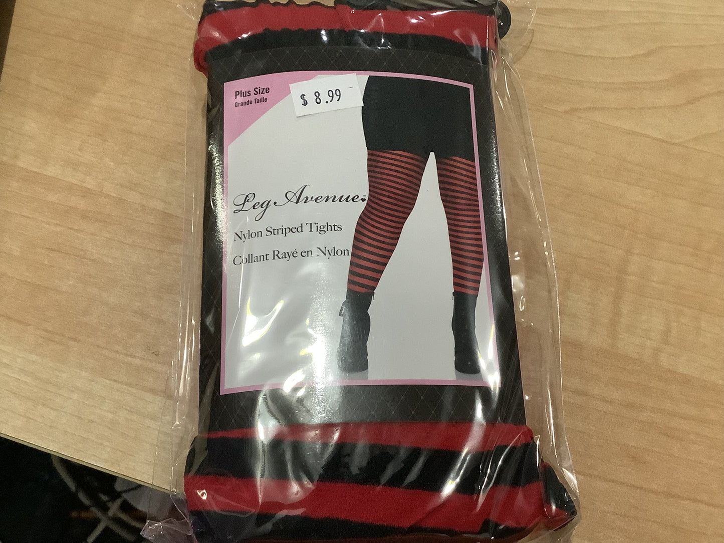 Nylon Striped Tights - Red & Black (Plus Size)