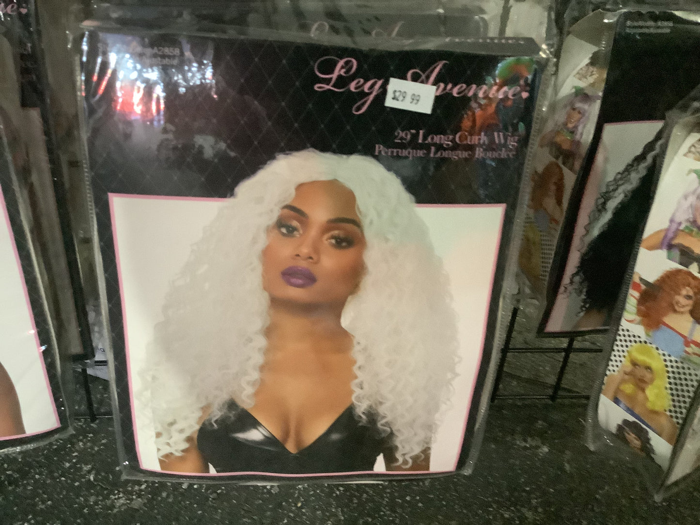 Long Curly White Wig - Adult