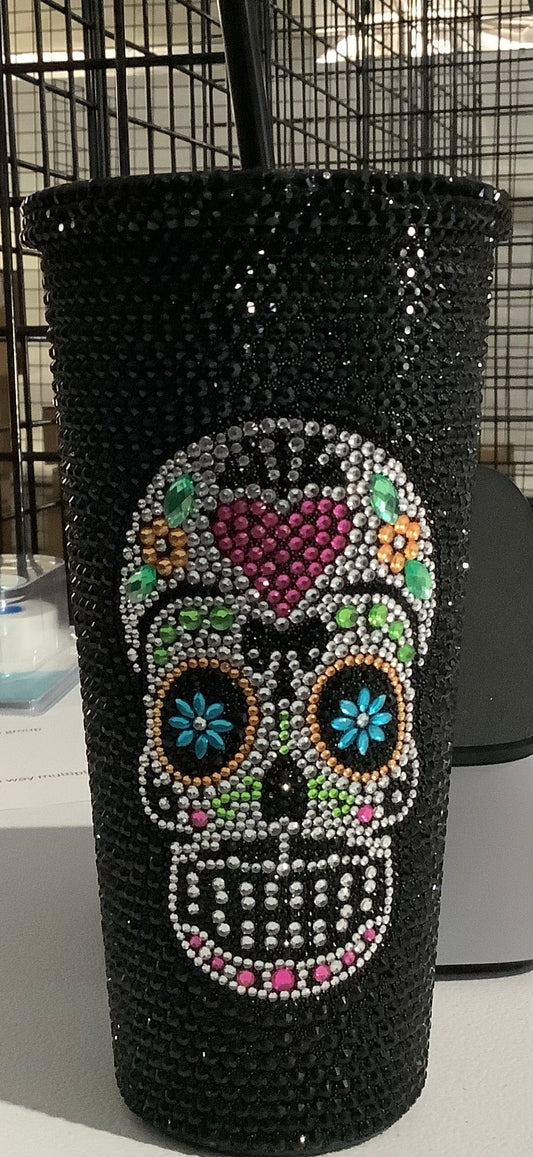 Day of the Dead Rhinestone Cup