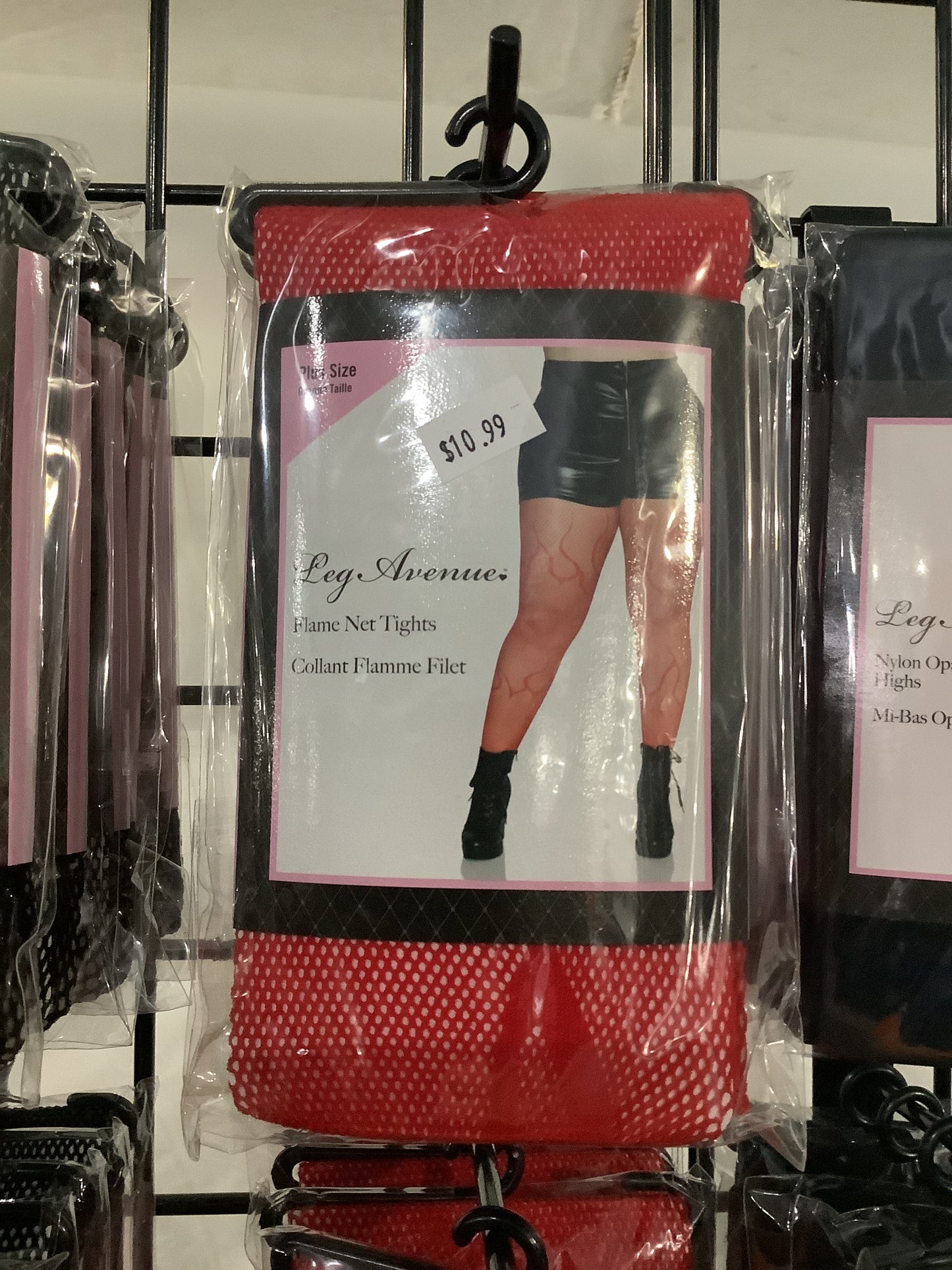 Flame Net Tights Red -Plus Size