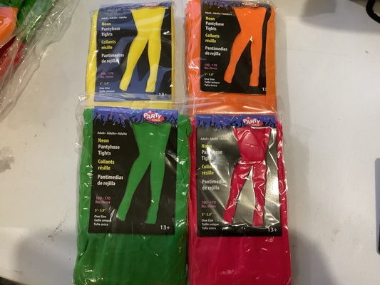 80’s Neon Fishnet Stockings - Green, Yellow, Orange & Fuschia