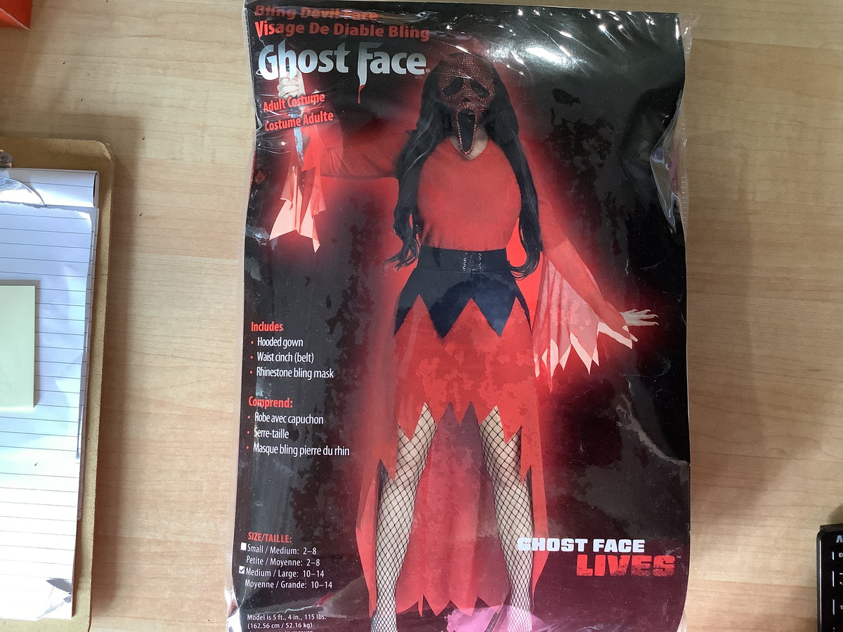Ghost Face Bling Devil Face Costume - Adult Medium/Large (10-14)
