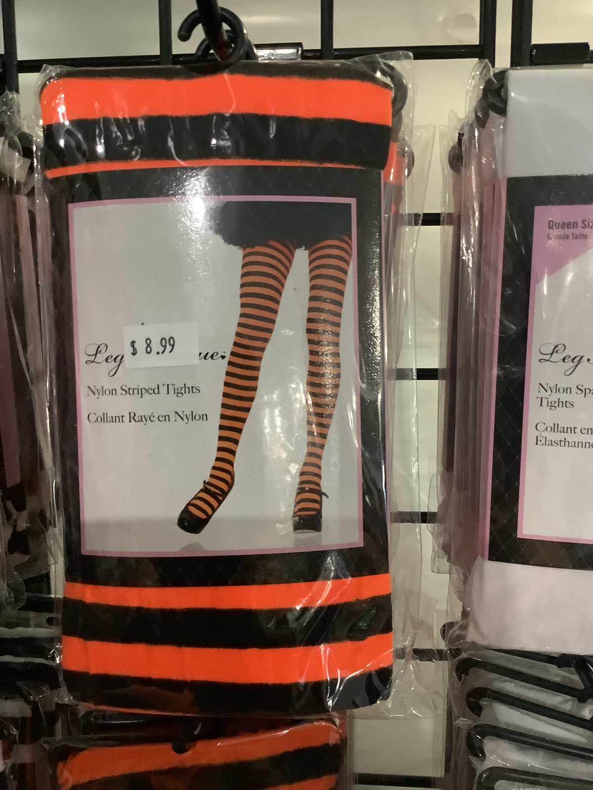 Nylon Striped Tights- Orange & Black (One Size)