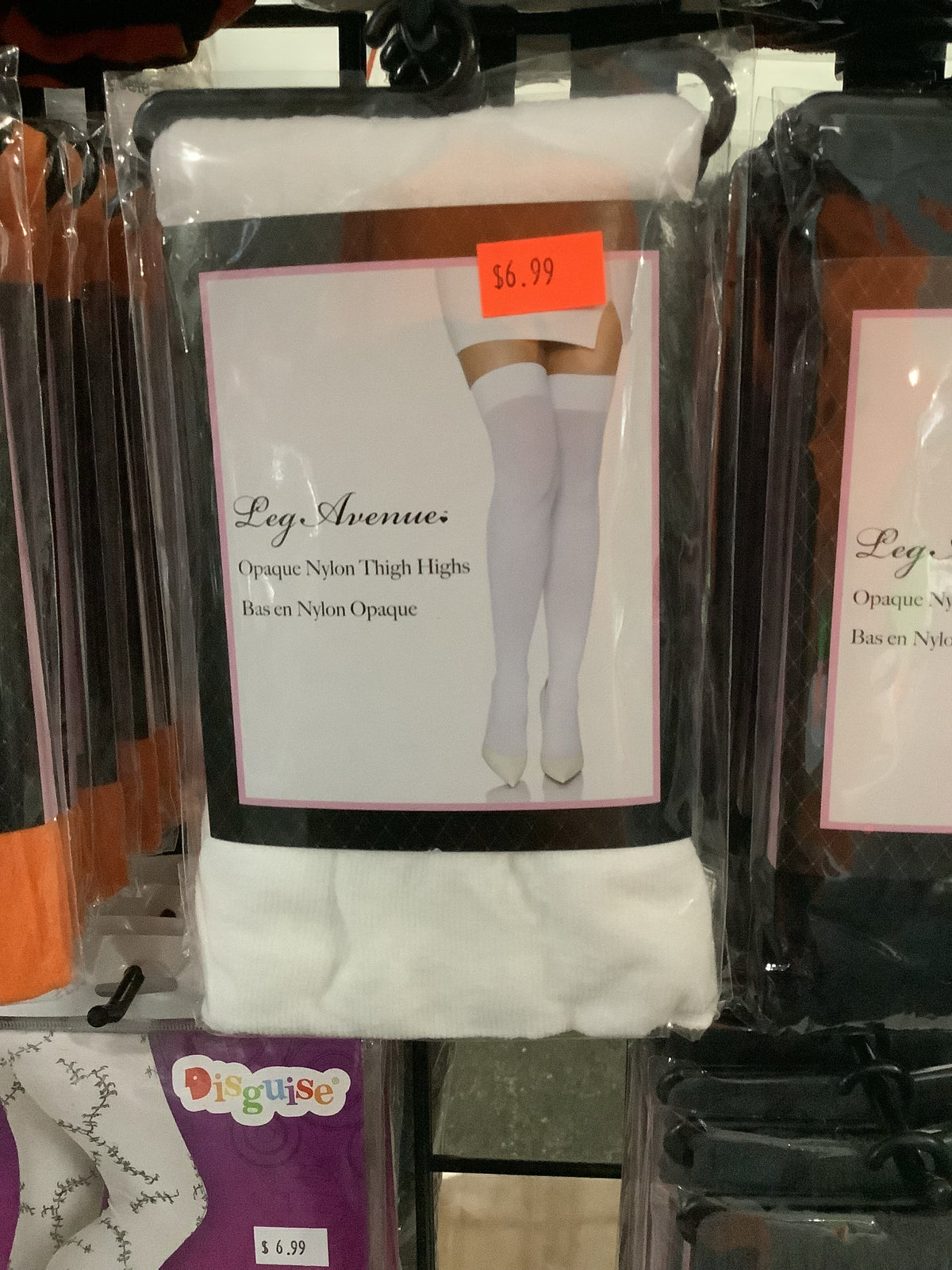 Opaque Nylon Thigh Highs - White (One Size)