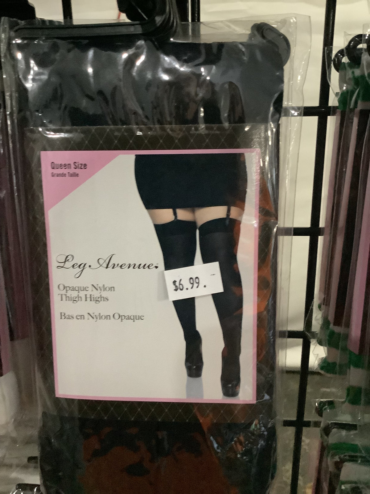 Opaque Nylon Thigh Highs - Black (Plus Size)