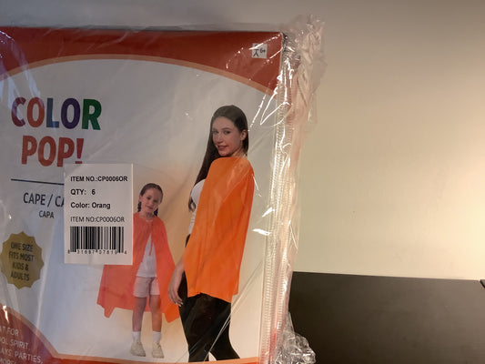 Color Pop Cape - Orange - One Size
