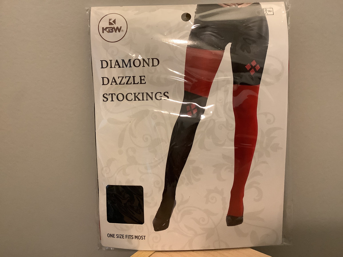 Diamond Dazzle Stockings (Red & Black Jester Tights)