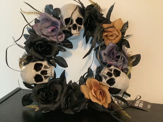 Flower and Skull Wreath