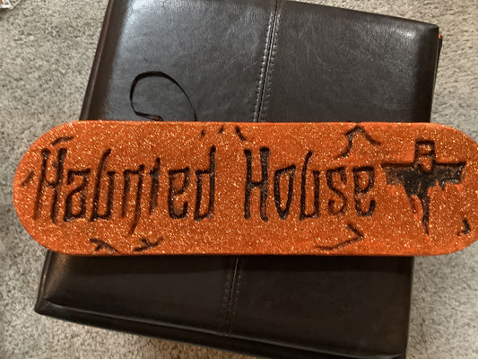 Glittered Haunted House Sign