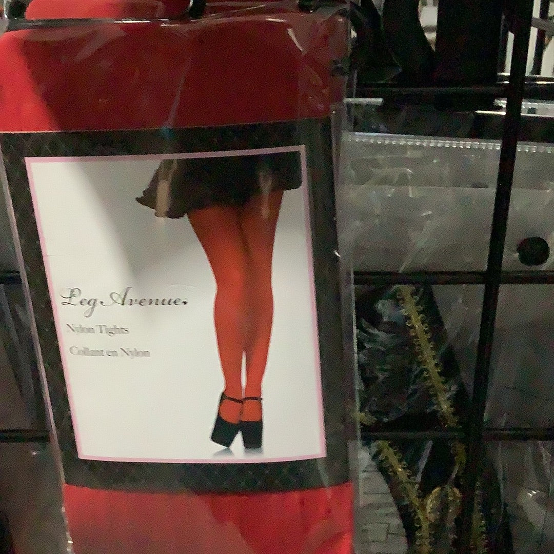 Nylon Tights- Red (One Size)