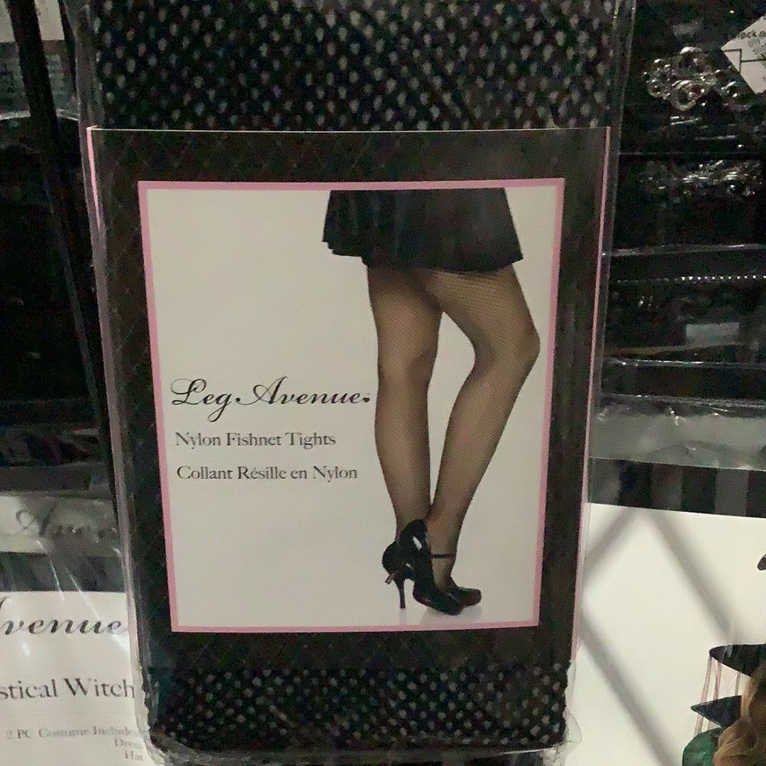 Nylon Fishnet Tights - Black (One Size)