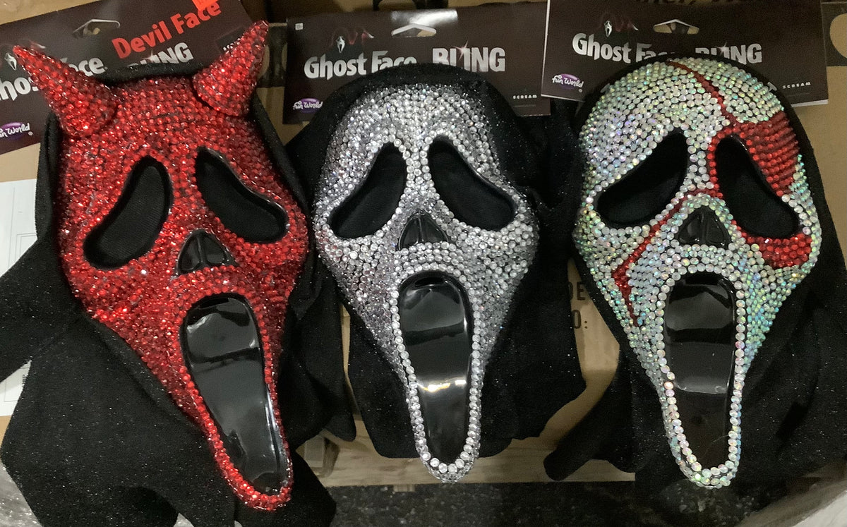 Ghost Face Bling Mask - Asst