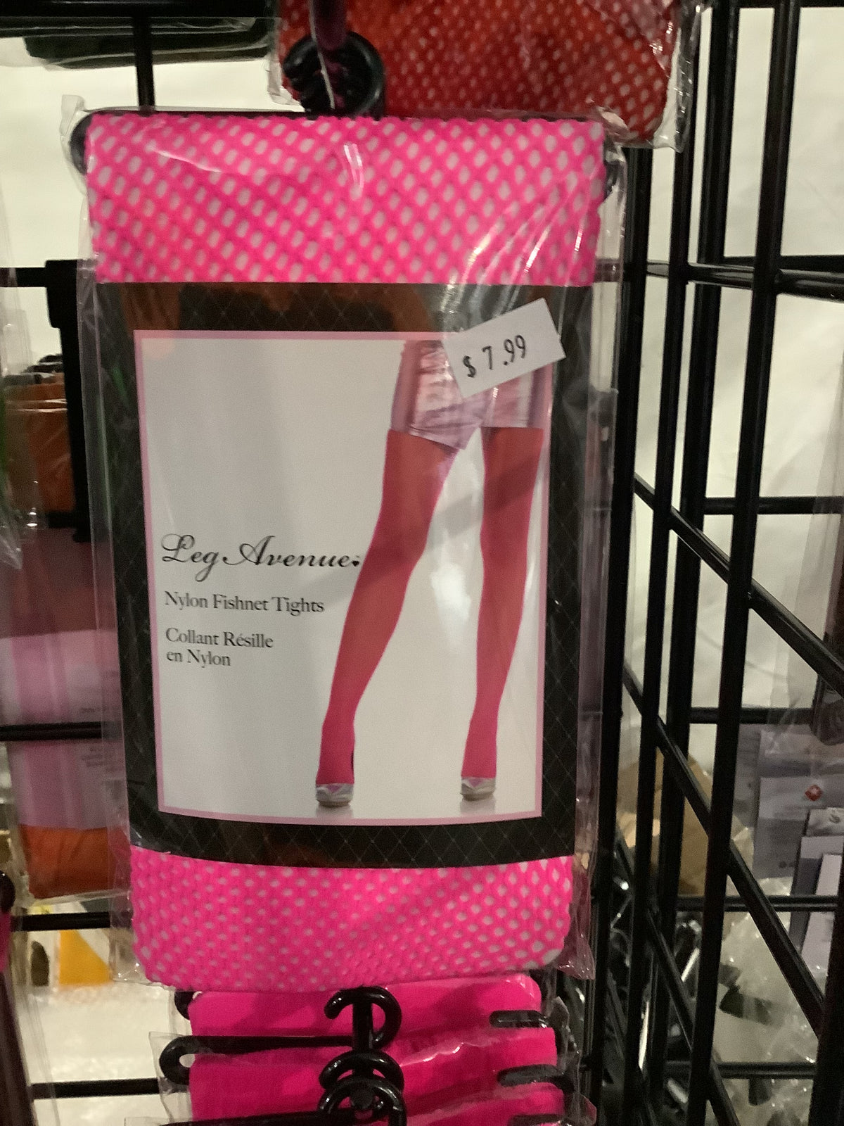 Nylon Fishnet Tights - Pink (One Size)