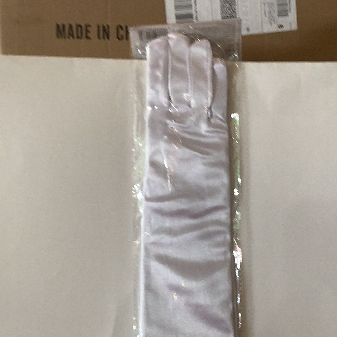 Long White Satin Gloves