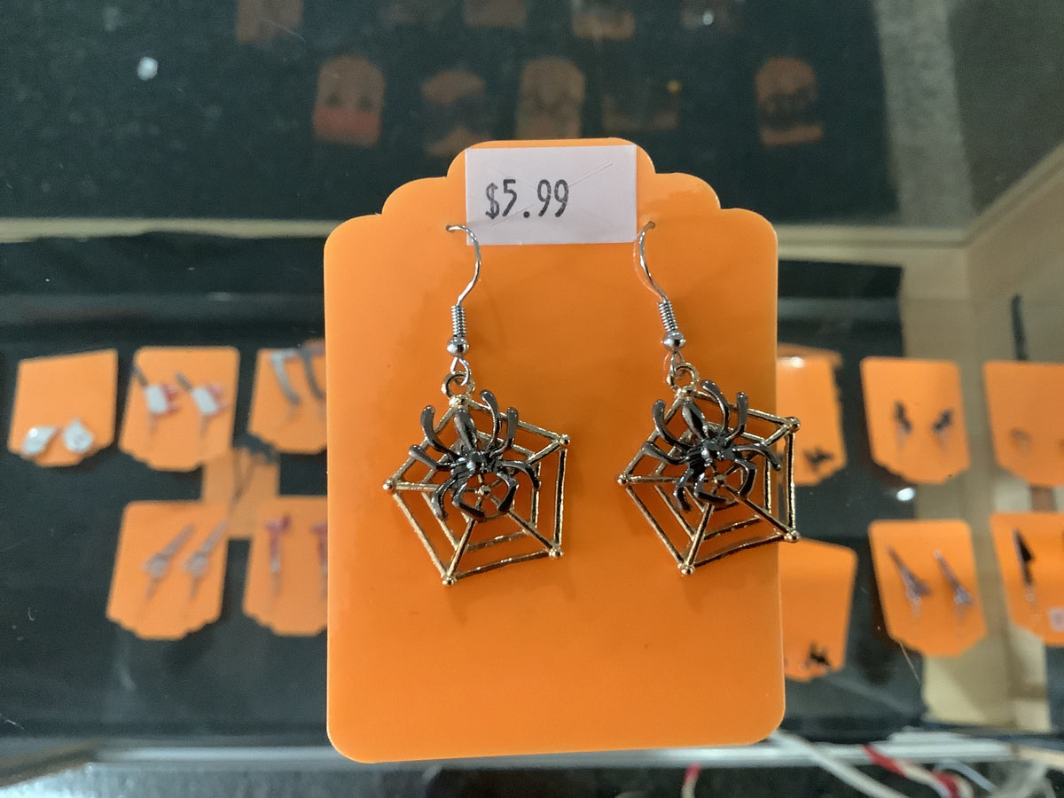 Gold Spider Web Earring
