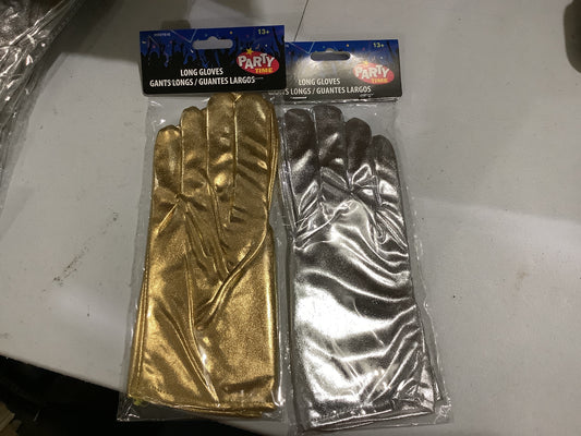 13” Long Gloves - Silver / Gold