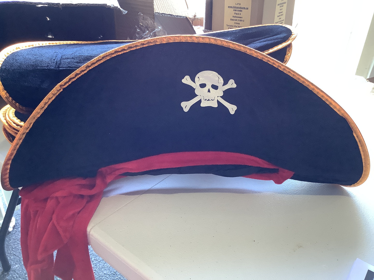 Velvet Pirate Hat w/Gold Trim