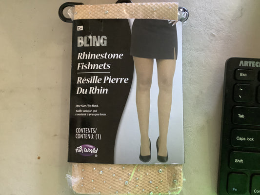 Rhinestone Fishnets - Tan